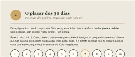 Página do placar dos 30 dias